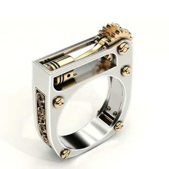 Milangirl Mekanisk Ring Carving Håndværk Motorcykel Single Cylinder Motor Ring Størrelse 6-10 ringe til kvinder ring mænd bague femme 22470