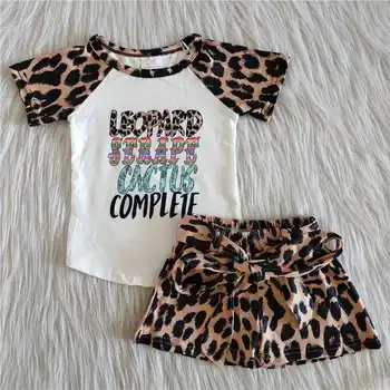 Mode Buksetrold Piger Outfits Sort T-Shirt Leopard Shorts Bukser Til Sommer, Børnetøj, Baby Tøj