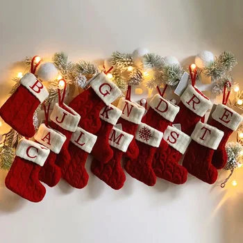 Mode Søde Home Decor Gavepose Træ Hængende Part Jul Strømper Sjove Nye År Tilfældigt Mønster Ferie Strikket Akryl