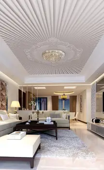 Moderne 3D-Foto Tapet hvide lofter, tapeter Hjem Indretning Stue Loft relief loft
