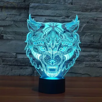 Moderne 3D-Løve Står Nat belysning 7 Farve Skiftende Dyr Led Nat Lys LED-Fjernsyn bordlampe Til boligindretning 27706