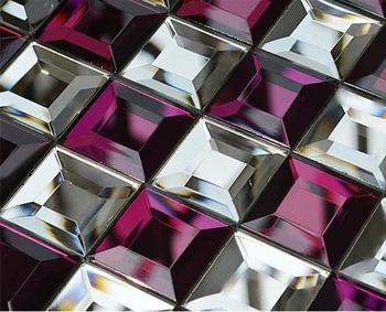 Moderne Pink Silver 5 facetslebne Krystal Diamant Spejl Glas Mosaik Fliser, DIY bar, butik, showroom KTV vitrineskab dekorere 4238