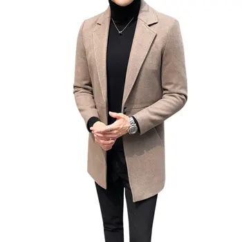 Mænd ' s Mid-Længde Frakke Nye Efterår og Vinter Uldne Frakke Mænd koreansk Stil Trendy Varm Mandlige Jakke