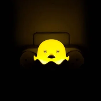 Natlyset Søde Mini Gul Duck Nat Lys Kreative Tegnefilm Indretning Lampe EU Stik OS Plug JA55
