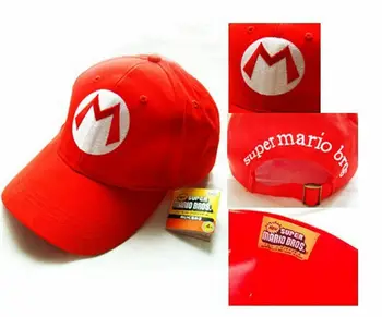 Ny Mode Afslappet Brev Broderi Cap Voksne Børn Kostume Hat Anime Cosplay Red Mario Hætte 3025