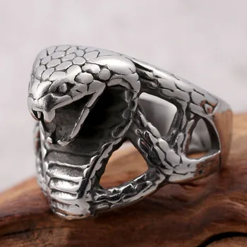 Ny trend titanium stål mænds ring kreative stjernetegn slangen enkelt pegefinger ring retro ring