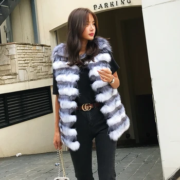 Nye Ankomst 2018 Vinter Varm Ægte Ræv Pels Vest Frakker Kvinder Tøj koreanske Elegante Ræv Pels Jakke Manteau Femme Hiver ZL601 5340