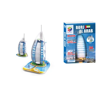 Nye Ankomst 3D Puslespil Burj Al Arab Lugger Hotel Builing Tilstand Pædagogisk Legetøj for Børn 3D-Dimensionelt Puslespil Legetøj