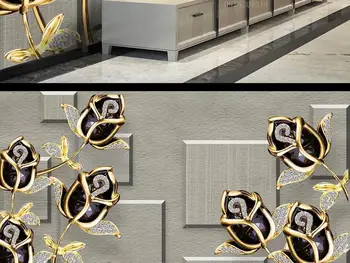 Nye Brugerdefinerede 3D Store Vægmaleri Tapet Luksus tre-dimensionelle relief smykker tulip børneværelse TV Baggrund stuen Soveværelset 8127