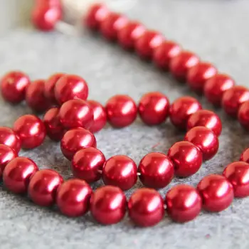 Nye Halskæde&Armbånd Tilbehør 10mm Rød Shell pearl perler Muslingeskal pige løse perler Smykker at gøre design 15inch Engros