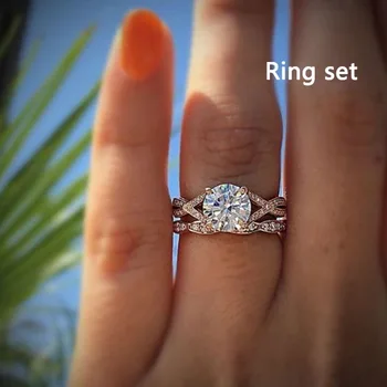 Nye mikro-indlagt zircon Mousserende rose guld farve ringe til kvinder engagement ring, bryllup smykker tilbehør party ring 20214