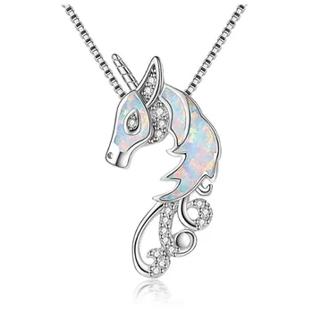 Nye mode og populære luksus opal unicorn vedhæng til piger fødselsdag gaver charme tilbehør halskæde smykker