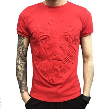 Nye mænd i høj kvalitet 3d-korte ærmer bomuld personlig slanke design T-shirt 1271