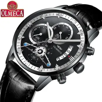 OLMECA Fashion herre ure top mærke luksus relogio masculino Mænd Watch Chronograph casual Mandlige Mekaniske Armbåndsure-Dato-Ur