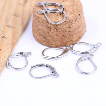 Onwear 30stk rustfrit stål franske øreringe spænder diy øre wire kroge til smykkefremstilling 10x16mm 6151