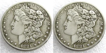 OS Mønter 1881/1881 To Ansigter, UNC/Gamle Farve Morgan Dollar kopiere Mønter Sølv Forgyldt 17919