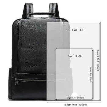 PNDME casual enkle, ægte læder med stor kapacitet mænds laptop backpack udendørs rejse naturlige ægte koskind kvinder sort bagpack 31949
