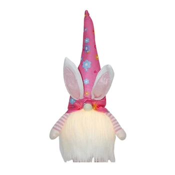 Påske Bunny Gnome-med LED-Lys Håndlavet svensk Tomte Kanin Plys Legetøj Dukke 8806