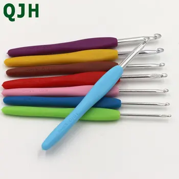 QJH 8stk/Sæt plastik håndtag i Aluminium Krog hæklenåle Strikke, Strikke, Væve Masker at Strikke Håndværk Nåle Væven Værktøj 2.5-6.0 mm 12752