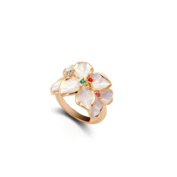 Rose Guld Østrigske Krystal Hvid Emalje Blomst Ringe Til Kvinder Smykker Mode Sarte Blomster Ring 15521