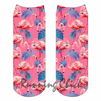 RUNNING CHICK Flamingo Design 13 Running Chick Digital Print Ankel Sokker Kvinder 2018 Ny 32298