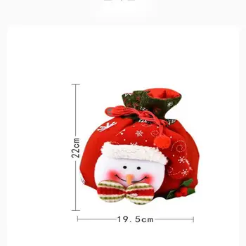 Santa Claus Taske Snor Julegave Bag 3d-Design Stof Jul Pose Slik Behandler Poser Til julefrokost Forsyninger 4469