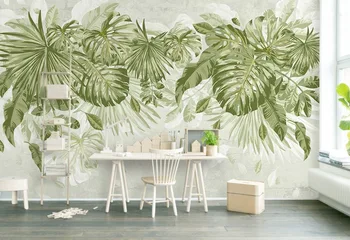 [Selvklæbende] 3D Grønne Blade Tropiske 22 Wall Paper Wall mural Print Vægmalerier Decal 3026