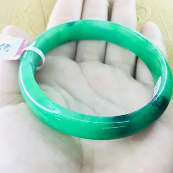 Send et certifikat Naturlige Jadeite armbånd Elegant grøn flydende blå 54-61mm kvindelige jade armbånd Smykker gave 8700