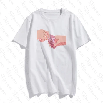 Sexet Fingre Med Cigaret T-Shirt Kvinder Koreansk Stil Kawaii Vintage Harajuku Plus Size Korte Ærmer Bomuld Tøj Streetwear