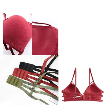 Sexet Rød Hule Komfortabel Forbinding Bh-Sæt Bomuld Wire-Fri Kvinder Underwear Push-Up-Brystholder og Hule Trusser, Sexede Undertøj