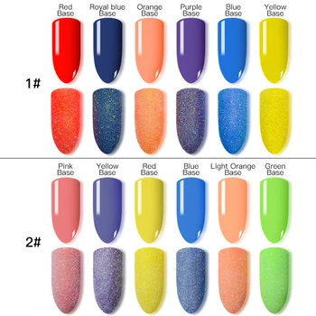 Skinnende Sukker Søm Glitter Pulver Sandy Shimmer Nail Art Dekoration Pigment Støv Sommer Farve Super Skinnende Manicure Pulver Sæt 6440