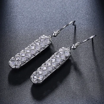 Smukke Ægte sølv dråbe øreringe Skinnende krystal smykker, god kvalitet, stort lager lang krog 925 Sterling sølv dingle øreringe 5049