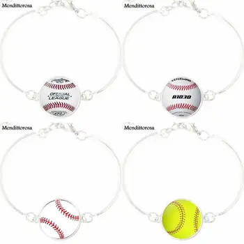 Softball For Kvinder Gave Smykker Sølv Belagt Glas s armbånd Armbånd Bijouterie