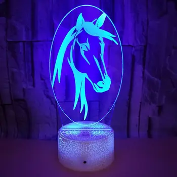 Soveværelse bordlampe Nat 3d Nightlight Kreative Hest Led bordlampe Usb-års Fødselsdag, Gave Horsehead 3d-Lampe