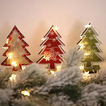 Taoup Rød Træ-Kunstige juletræ Ornamenter Snefnug Xmas Udsmykning til Hjemmet Fortælling Indretning til julepynt Noel Xmas 11002