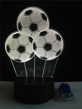 Tre Fodbold Ballon 3D-Lampe Illusion Flerfarvet Nat Lys Hjem Dekorative USB-Humør kan Skifte Touch Remote Tabel Chirstmas Gave 39294