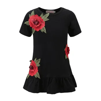 Usa steg piger dress er stereo-kort-langærmet kjole moderigtigt børnetøj hastighed sælge sælge som varmt brød 9832