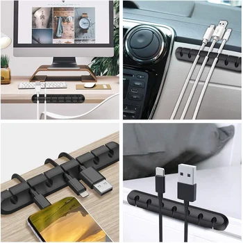 USB-Kabel Holder Silikone Kabel-Arrangør Fleksibelt Kabel, Winder Management Klip Holder Til Mus, Tastatur, Headset Hovedtelefon
