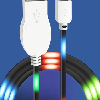Volumen Kontrol-LED Lys Kabel-Data USB Oplader Kabel til din Android-Telefon
