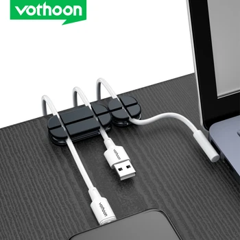 Vothoon på Tværs Kabel Clip Organizer Silikone USB-Kabel Winder Fleksibelt Kabel Management Klip Kabel Holder Til Hovedtelefon Øretelefon 16307