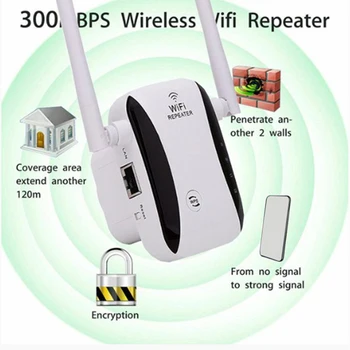Wireless Wifi Repeater Wifi Range Extender 300Mbps Wifi Signal Forstærker, 802.11 B/G/N Dual Antenne til Wifi Booster-AU-Stik 149855