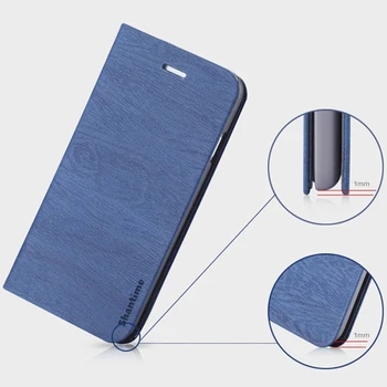 Wood grain PU Læder Telefon-etui Til LG K8 2017 Flip Book Sag For LG Phoenix 4 Business Pung Sag Blød Silikone bagcoveret 15786