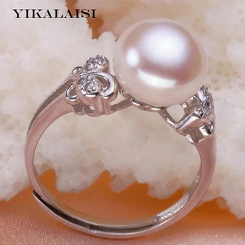 YIKALAISI 2017 Naturlige Ferskvands Perle smykker Ring 10-11 mm Perle 925 Sterling Sølv Smykker Til Kvinder, piger Bedste Gaver 11131