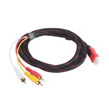 1,5 M, HDMI-Mand til 3 RCA(Rød+Gul+Hvid) Video Audio AV Kabel Ledning Adapter til Hjemmet Digitale High-definition-TV