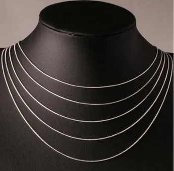 1 stk. engroshandel Sølv farve halskæde kæde 1mm M925 Sølv farve Smykker Figaro Kæde 16 