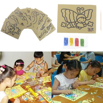 2/5pcs/masse DIY-Color Kids Farve Sand Maleri Kunst Kreativ Tegning Legetøj Sand Papir Kunst, Håndværk, Legetøj til Børn, Sand Maleri