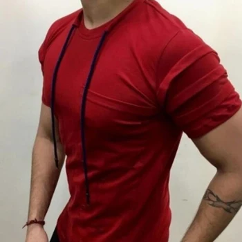 2021 Nye Mænd ' s Trænings-og Fitnesscentre T Mandlige Sexet Bandage Hvid kortærmet T-Shirt Mænd Sexy V Hals t-shirt Toppe M-2XL