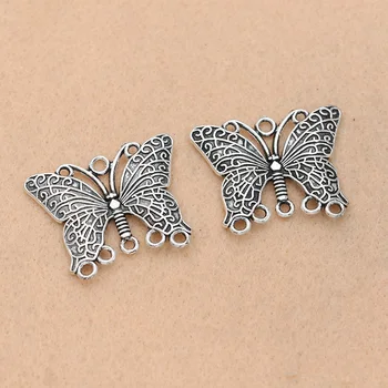 2stk Antik Silver Plated Butterfly Charms Vedhæng Smykker at Gøre Armbånd Resultater Håndværk Tilbehør 33x28mm