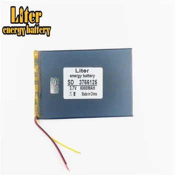 3 linje: 3,7 V,6000mAH 3766125 Polymer lithium-ion / Li-ion-batteri i tablet pc-BANK,GPS,mp3,mp4