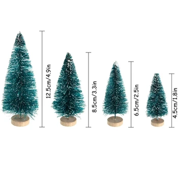 34 Pc ' er, Mini juletræ Sne, Frost Lille Fyrretræ DIY Håndværk Desktop Dekoration julepynt Træ Dekorationer